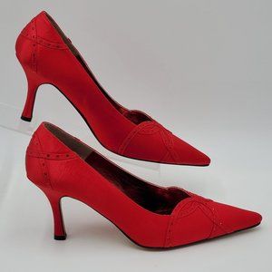 J.Renee Red Satin & Rhinestone Pumps